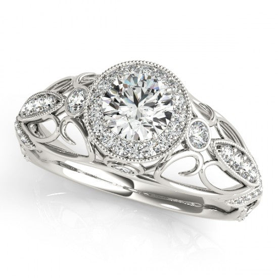 Flora Halo Diamond Engagement Ring With 0.32 Carat Round Shape Natural Diamond