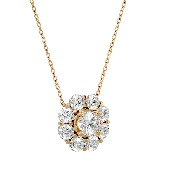 Round Shape Flower Halo Pendant with 0.5 carat Princess diamond NA cut K color VS2 clarity Natural Diamond