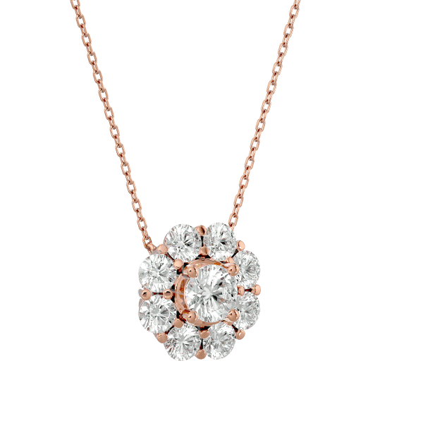 Round Shape Flower Halo Pendant with 0.3 carat Round diamond Excellent cut J color SI2 clarity