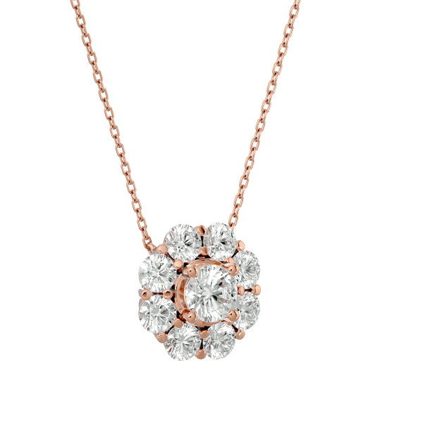 Round Shape Flower Halo Pendant with 0.52 carat Round diamond Excellent cut U-V color SI2 clarity Natural Diamond