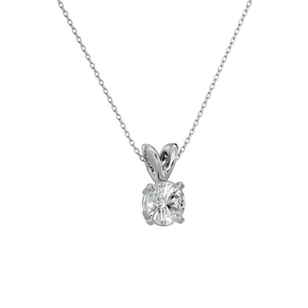 Classic Clasp Solitaire Diamond Pendant with 0.52 carat Round diamond Very Good cut J color SI2 clarity