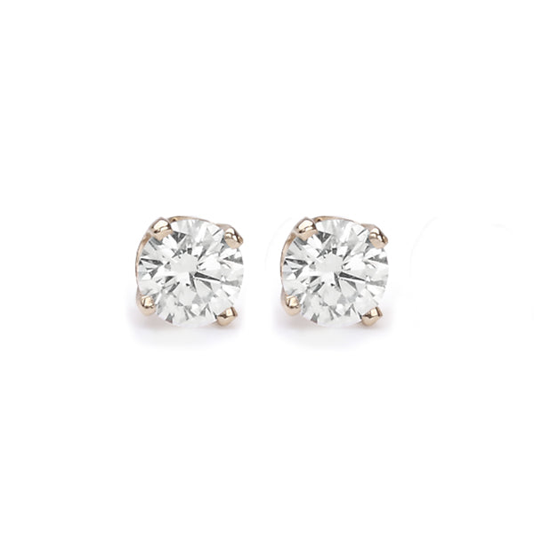 Asscher 14K White Gold Diamond Stud Earrings; Diamond Weight: 0.45 ctw With 0.36 Carat Round Shape  Natural Diamond