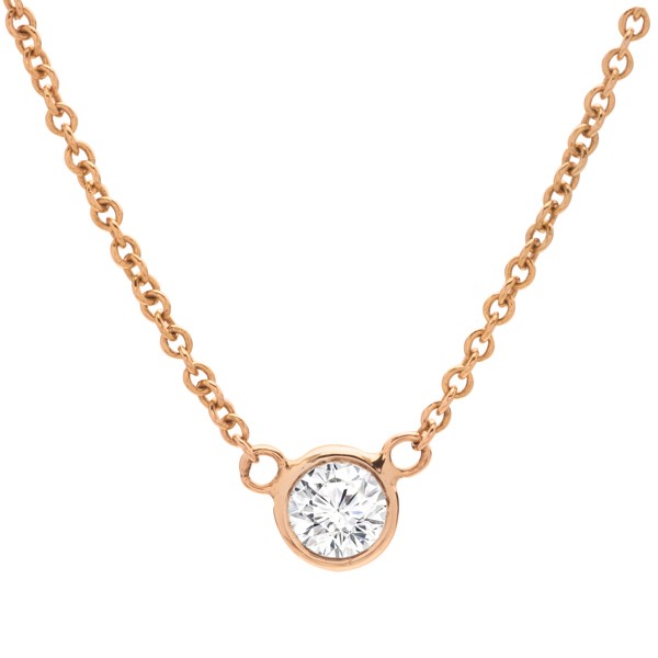 Bezel-Set Diamond Pendant Necklace in 14K Yellow Gold; Shown with 0.25 ct with 0.25 carat Round diamond Excellent cut J color VVS2 clarity Natural Diamond
