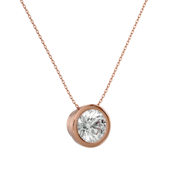 Round Shape Bezel Set Diamond Pendant with 0.5 carat Round diamond Excellent cut J color SI2 clarity