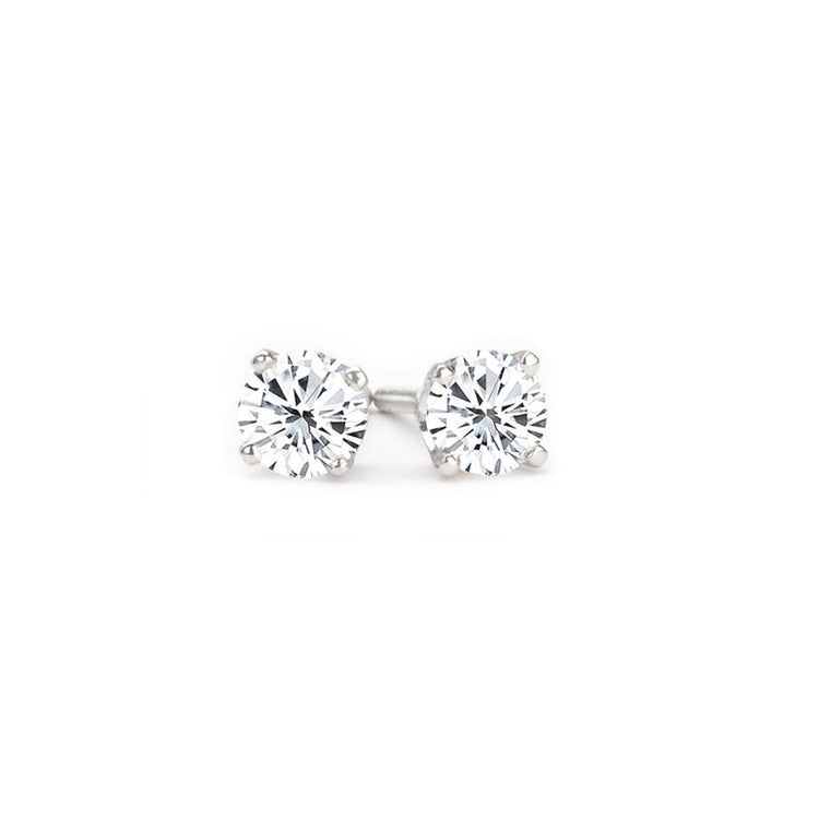 14K White Gold Diamond Stud Earrings; Diamond Weight: 0.45 ctw With 0.60 Carat Round Shape  Lab Diamond