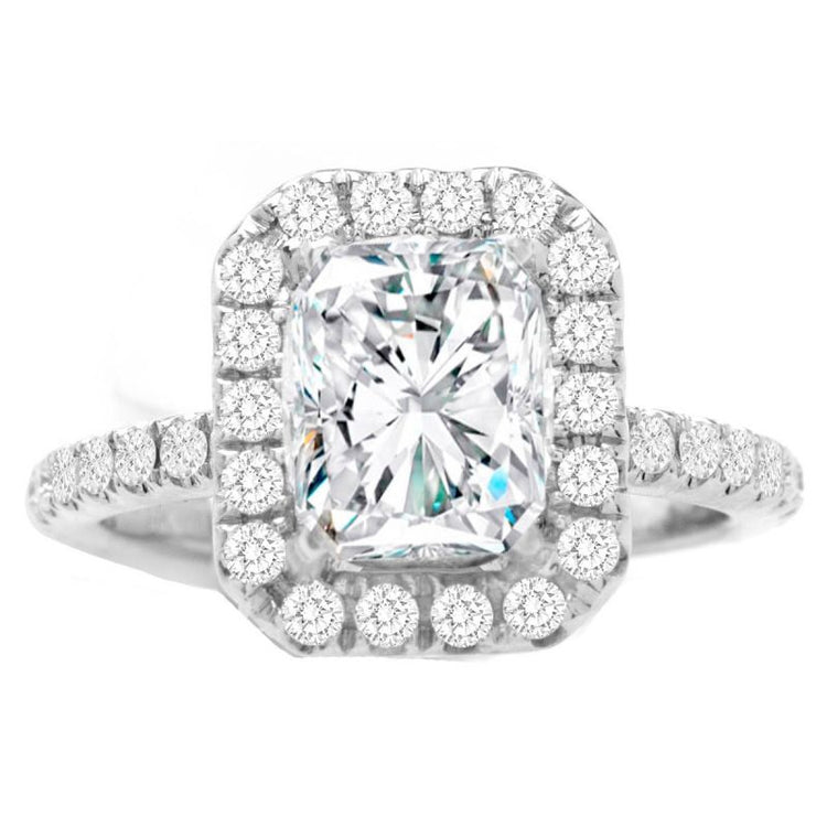 Radiant Halo Engagement Ring 14k WG; .41 Ctw