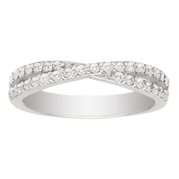 Criss Cross 14k White Gold Wedding Band; .50 CTW