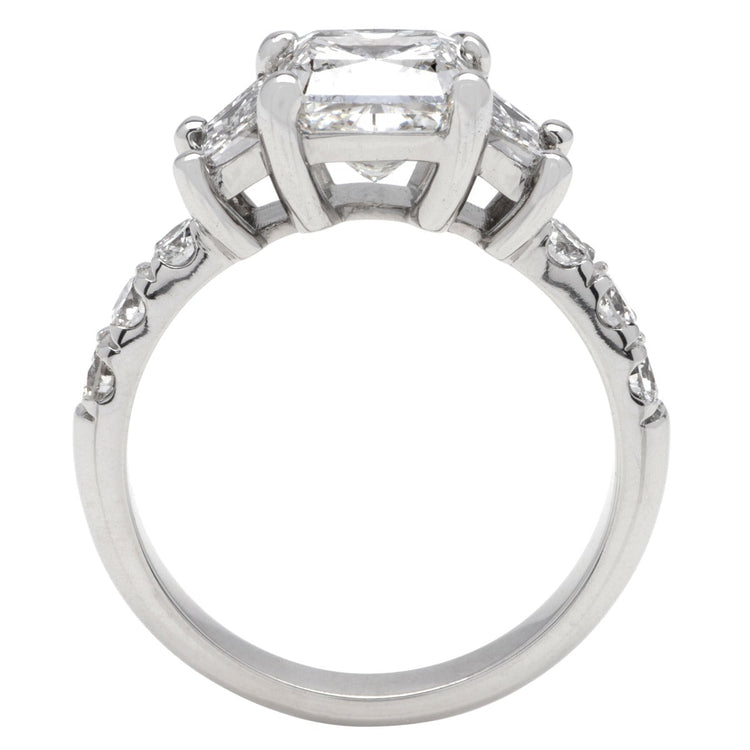 Three Stone 14k White Gold Diamond Ring; 3.11 CTW