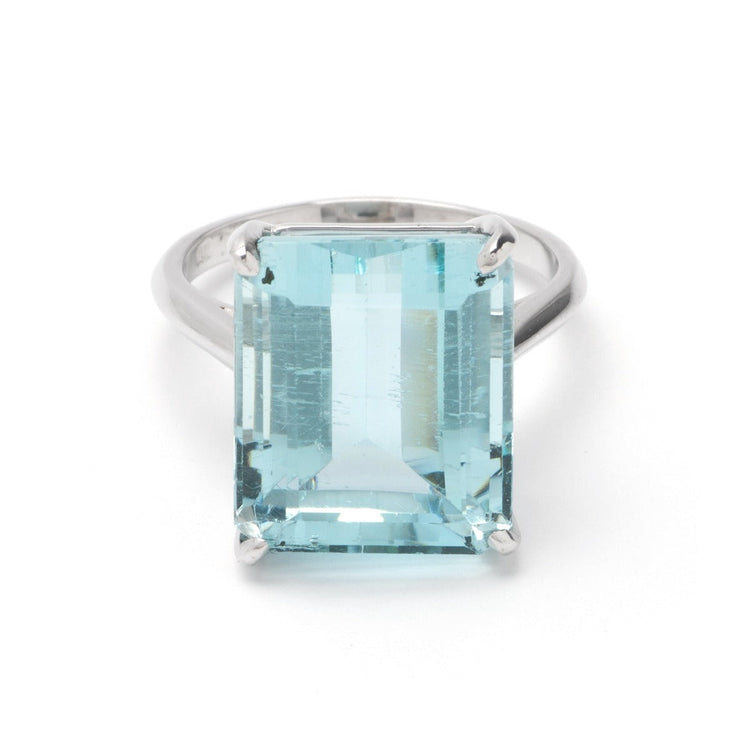 Aquamarine Ring in 14K White Gold; 11.40 CTW