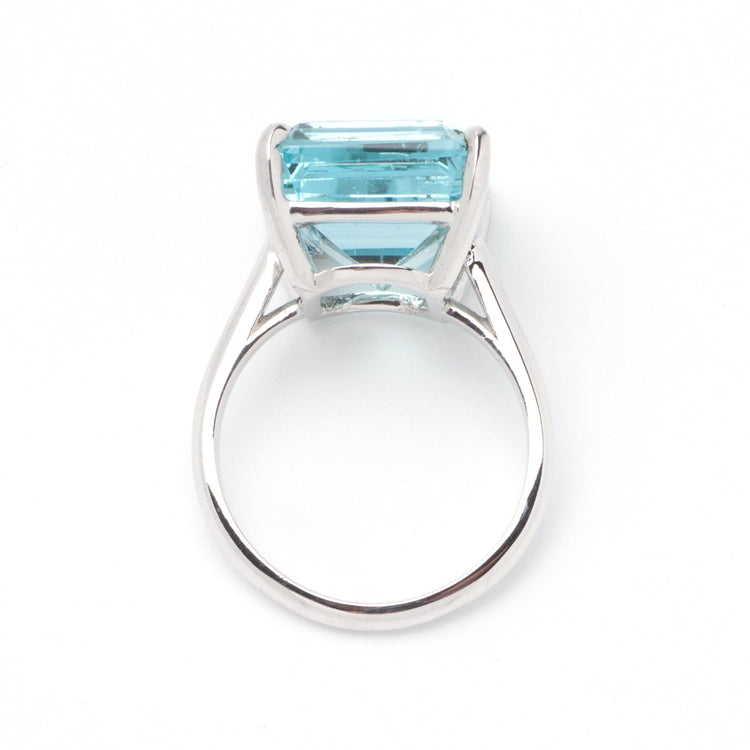 Aquamarine Ring in 14K White Gold; 11.40 CTW