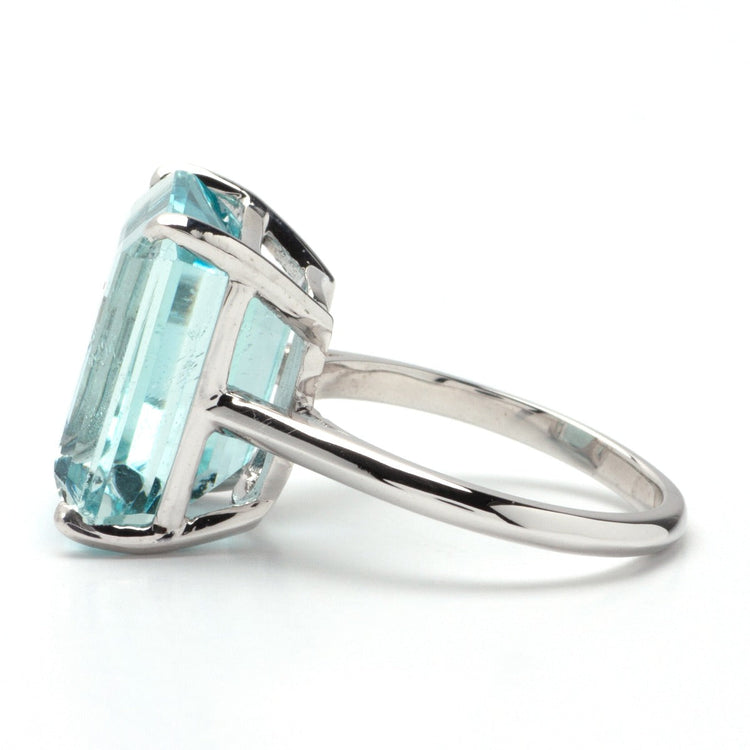 Aquamarine Ring in 14K White Gold; 11.40 CTW