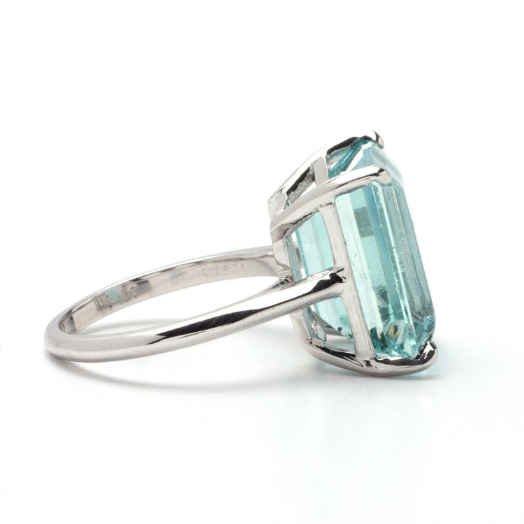 Aquamarine Ring in 14K White Gold; 11.40 CTW