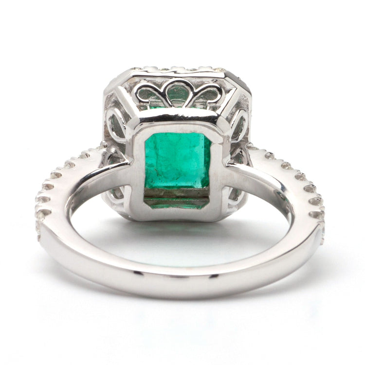 Emerald Halo Ring in 14K White Gold; 2.80 CTW