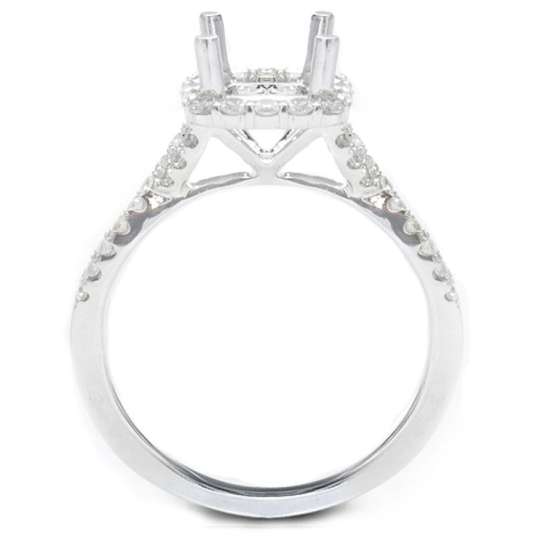 Twist Engagement Ring in 14K WG Cushion Halo; 1.70ctw