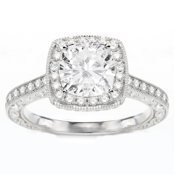 Ines 14K White Gold Halo Engagement Ring