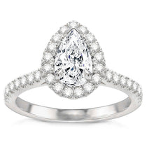 Delfina 14K White Gold Pear Halo Engagement Ring