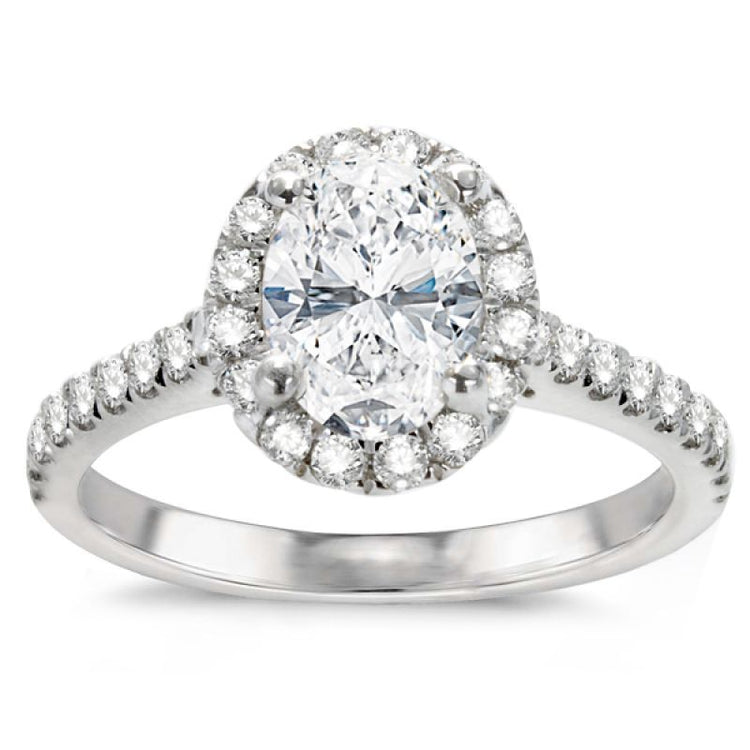 Genesis Oval Halo Engagement Ring in 14K White Gold; 0.36 ctw