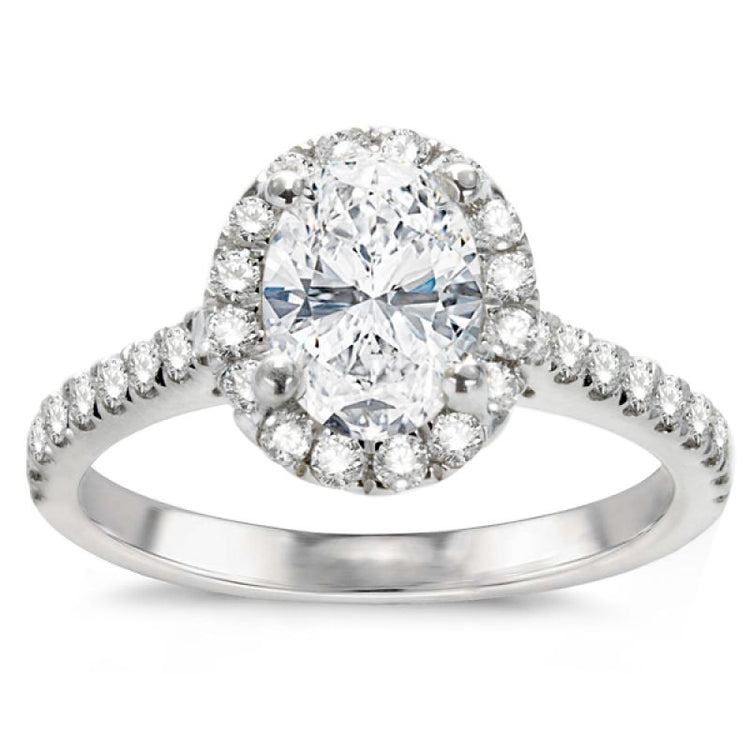 Genesis 14KWG Oval Halo Engagement Ring; 1.22 ctw