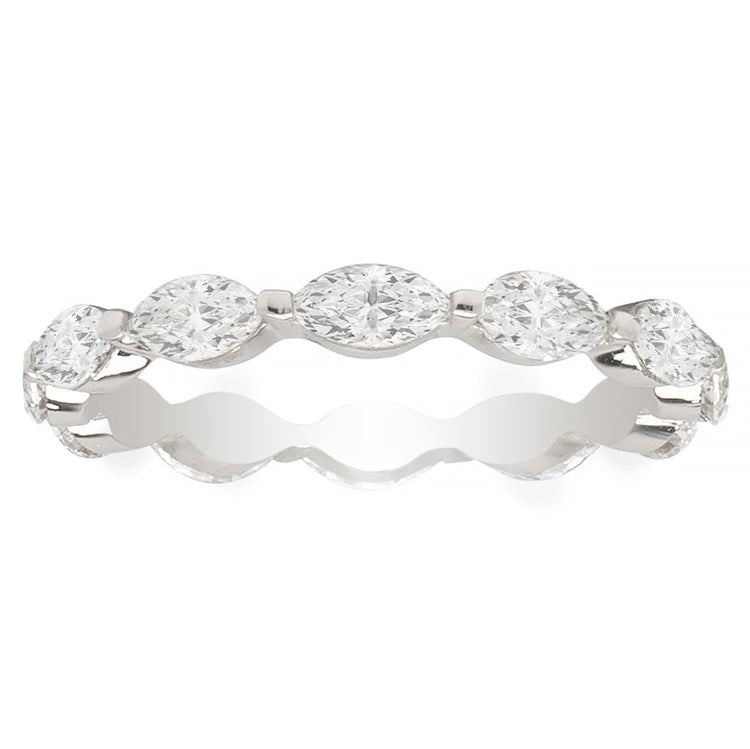 Floating Marquise Eternity Diamond Wedding Band 14K White Gold; 1.40 ctw