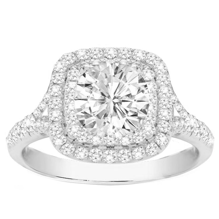 Viera 14K Double Cushion Halo Ring; 2.30 ctw