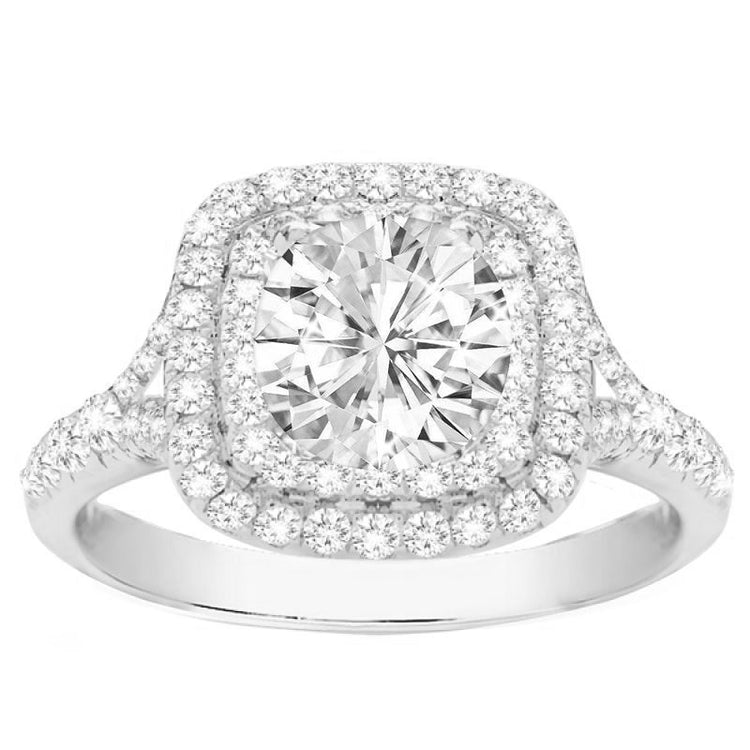 Viera 14K Double Cushion Halo Ring; .80 ctw