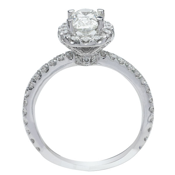 Oval 1.50ct Diamond Halo Engagement Ring in 14K WG; 2.20ctw