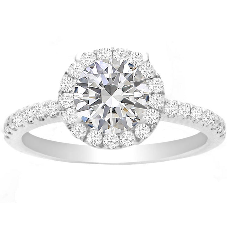 Daisy Halo Engagement Ring in 14K White Gold; 0.34 ctw