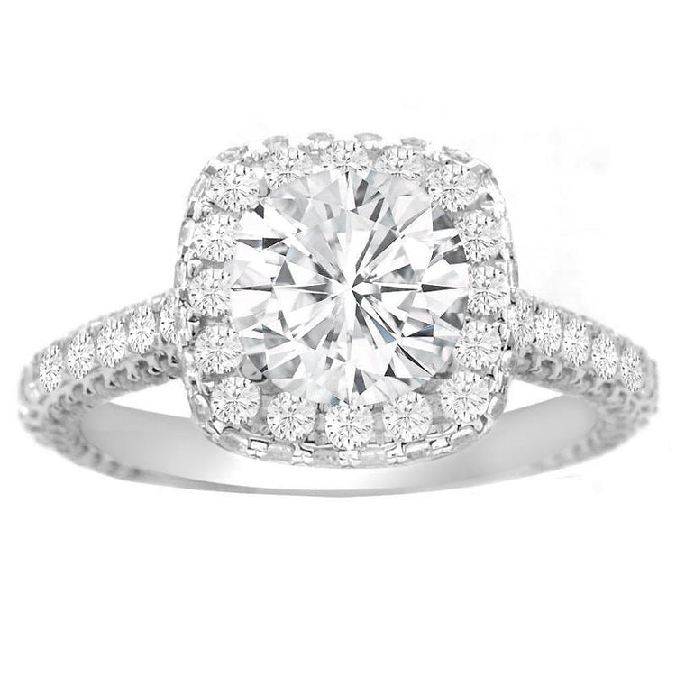 Cara Halo Engagement Ring in 14K White Gold; 1.32ctw