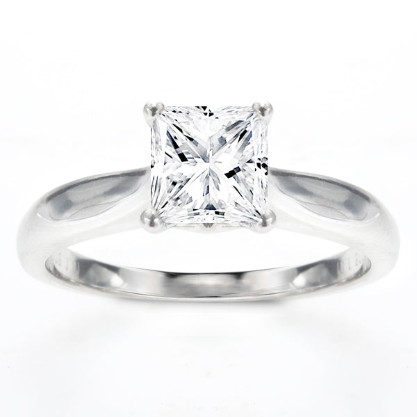 Delia Solitaire Ring in 14K White Gold