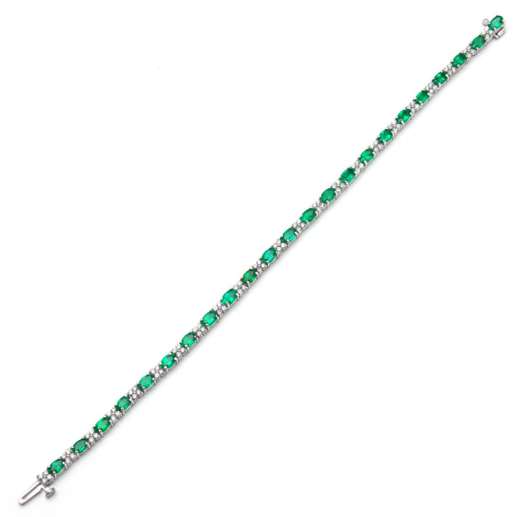 4.72ct Oval Emerald & Diamond Bracelet; 5.89 CTW