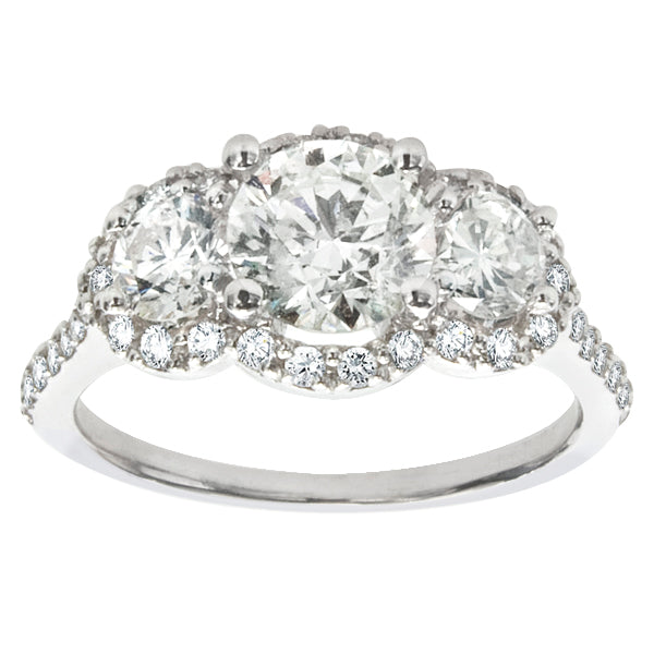 Lana Three-Stone Halo Engagement Ring