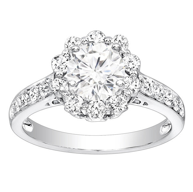 Zinnia Halo Engagement Ring; Diamond 0.60 ctw