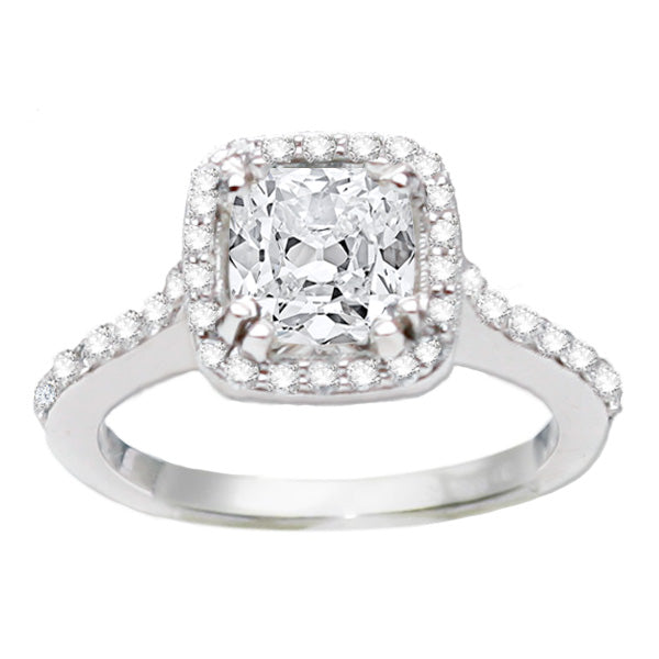 Gabriella Halo Diamond Engagement Ring in 14k White Gold; 0.55 ctw