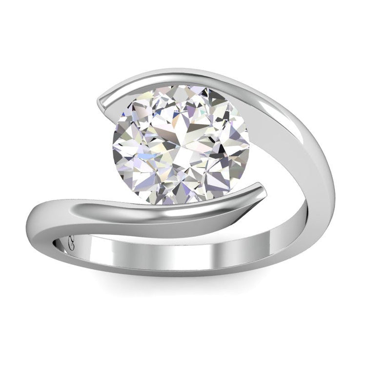 Tension set Spiral Round Engagement Ring 0.46 Carat Round Diamond M Color VS2 Clarity