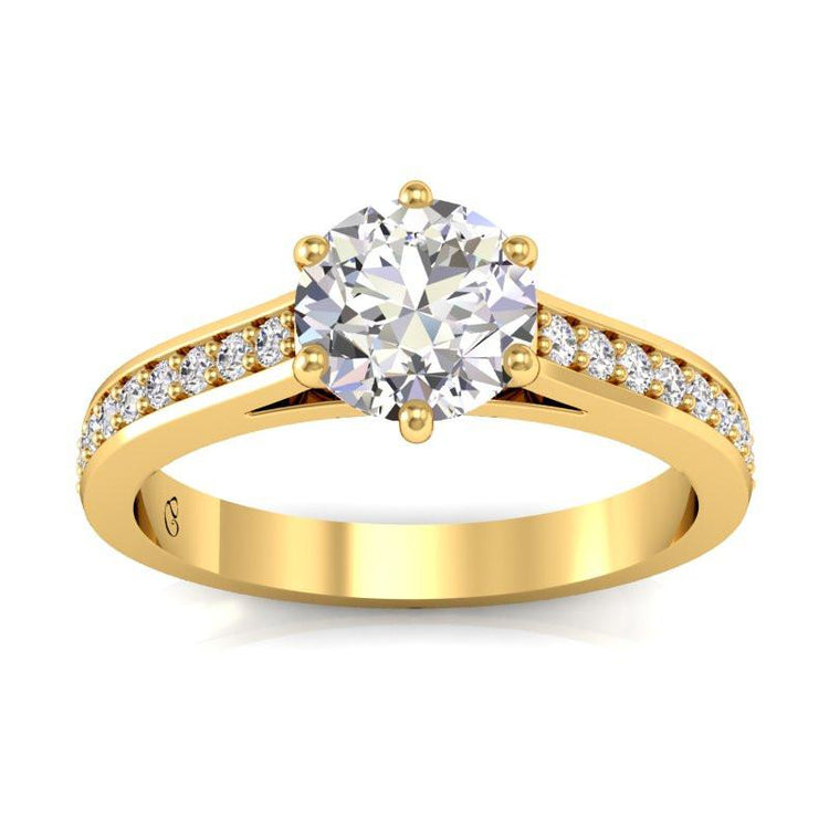 Tres' Chic Pave Diamond Engagement Ring 0.23 Carat Princess Diamond J Color SI2 Clarity