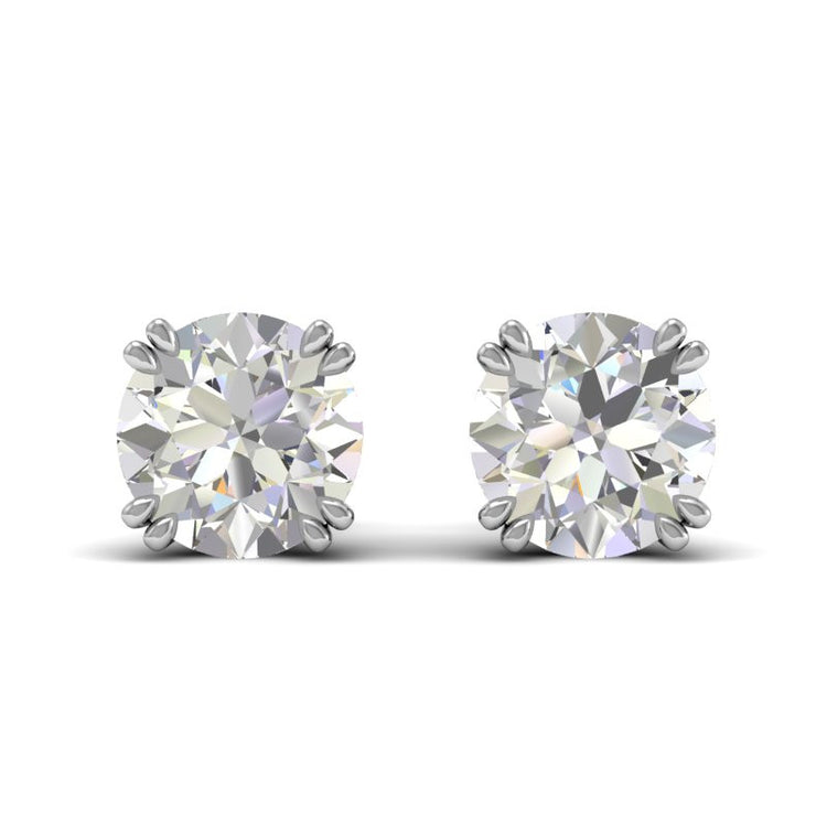 Double prong Diamond stud earrings in 18k white gold