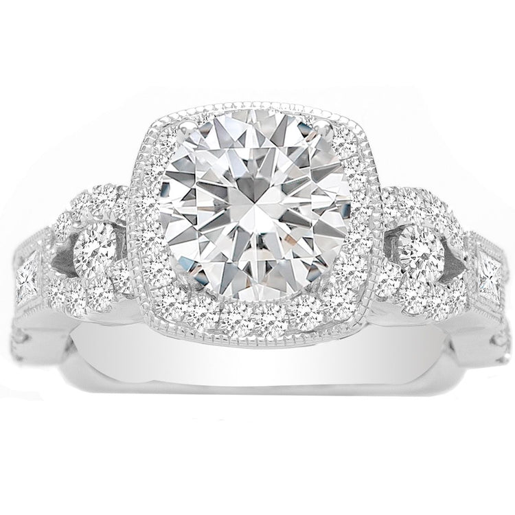 Quendalyn Lab Engagement Ring Setting In 14K White Gold; 1.81 Ctw