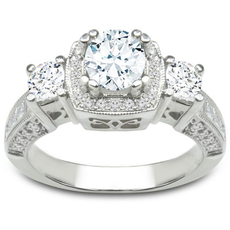 Three-Stone Princess Engagement Ring