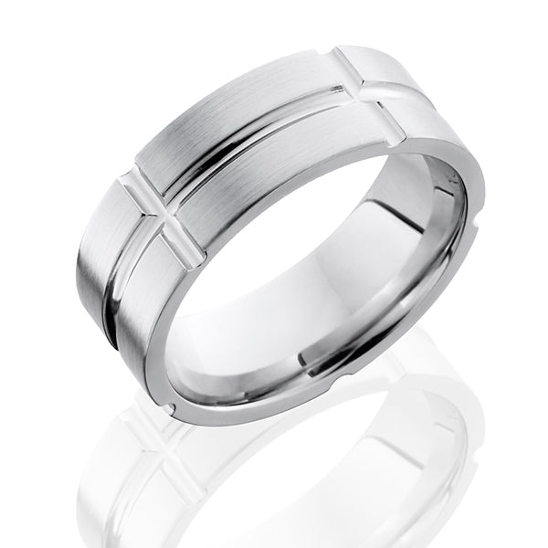 Cobalt Chrome Men's Wedding Band with Segmented Pattern