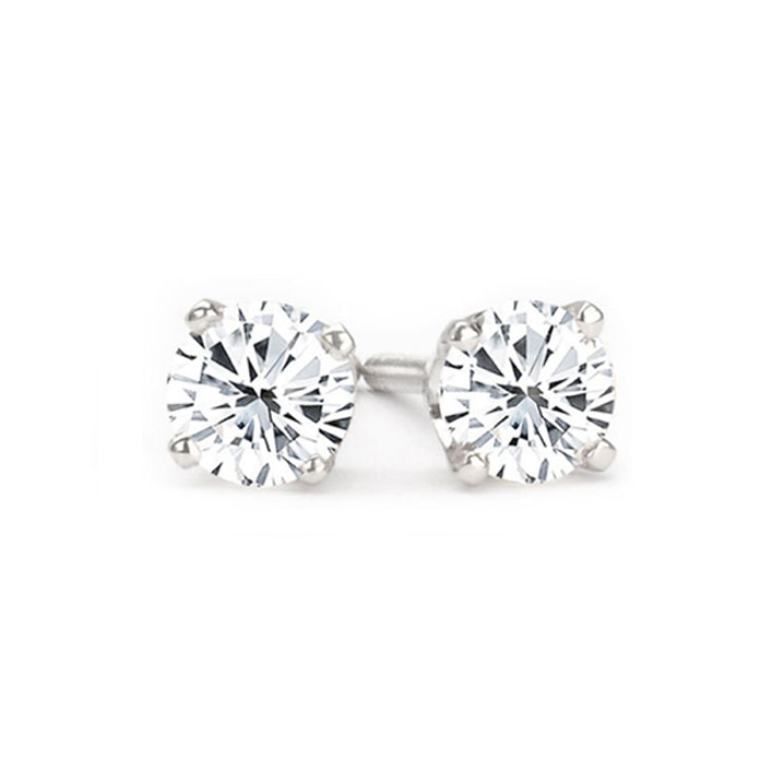 14K White Gold Round Diamond Stud Earrings
