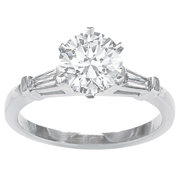 Monet Baguette Diamond Engagement Ring in 14K White Gold; 0.18 ct