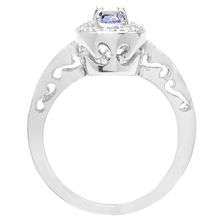 14K White Gold Tanznite Ring;  0.34